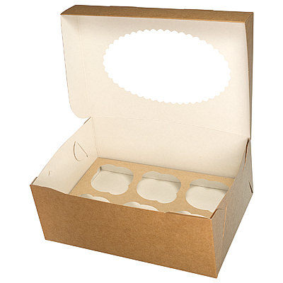 Коробка для кексов, маффинов 250х170х100 мм MUF 6 с окном КРАФТ КАРТОН