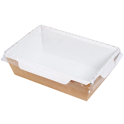 Упаковка 400мл ДхШхВ 145х95х45 мм с прозрачной крышкой КРАФТ 1/50/400