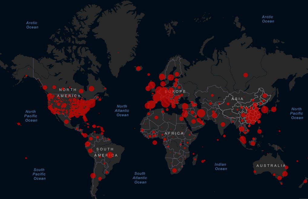 Появилась онлайн-карта для мониторинга распространения коронавируса