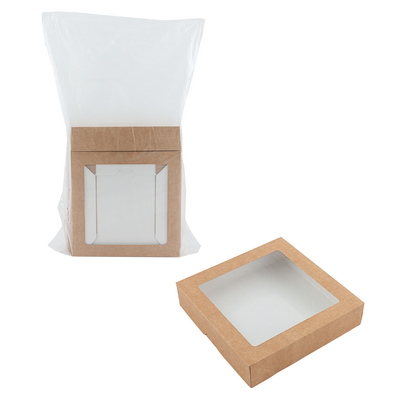 Упаковка 1500мл ДхШхВ 200х200х40мм с окном КРАФТ