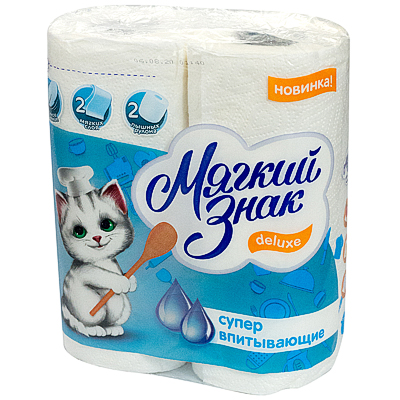 Полотенце бумажное 2-сл 2 рул/уп DELUXE супер впитывающие БЕЛЫЙ ЦЕЛЛЮЛОЗА
